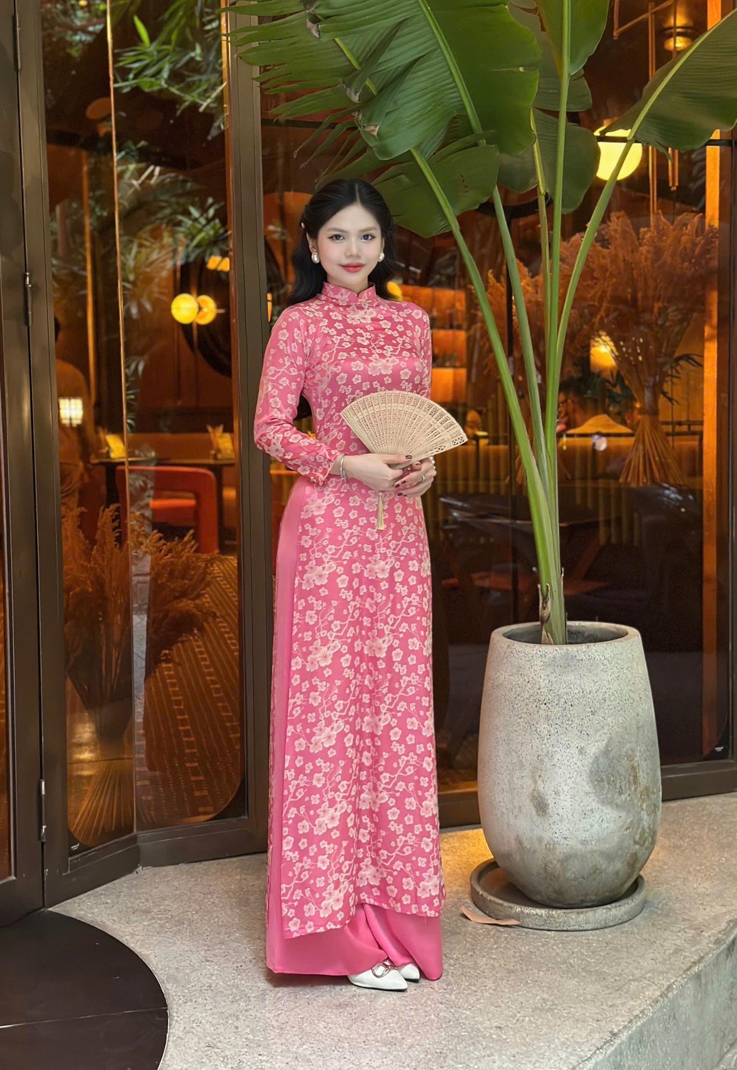 Vietnamese jacquard silk áo dài
