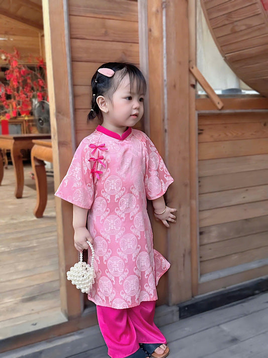 Ao dai and headband for baby, girl, infant, newborn, toddler - baby first ao dai