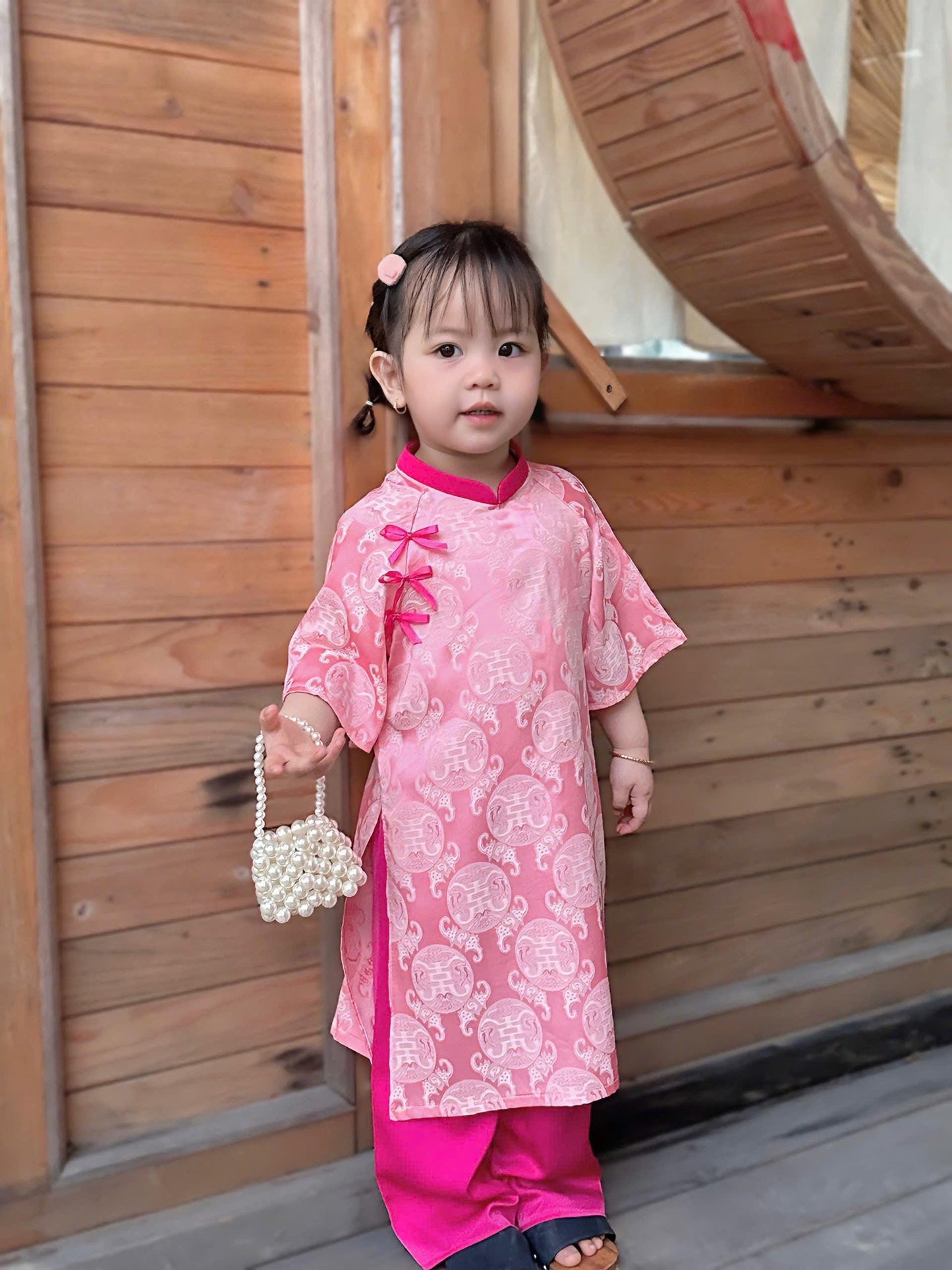 Ao dai and headband for baby, girl, infant, newborn, toddler - baby first ao dai