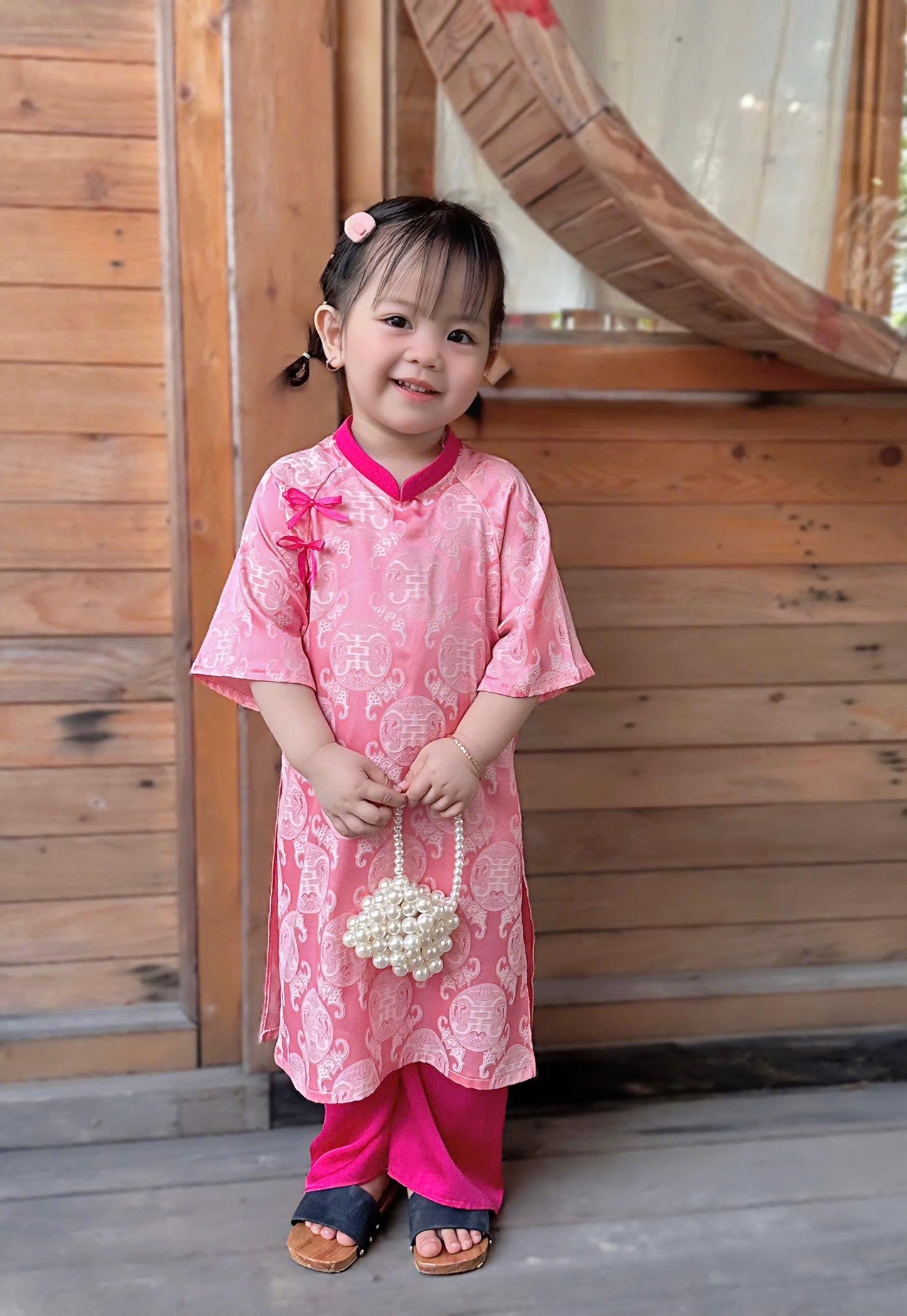 Ao dai and headband for baby, girl, infant, newborn, toddler - baby first ao dai