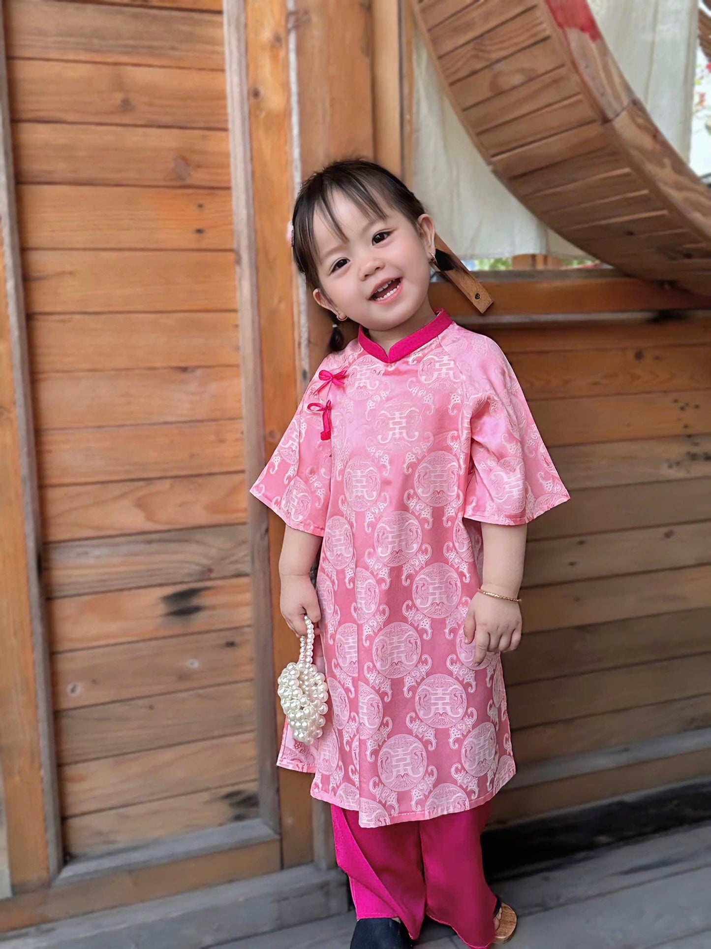 Ao dai and headband for baby, girl, infant, newborn, toddler - baby first ao dai