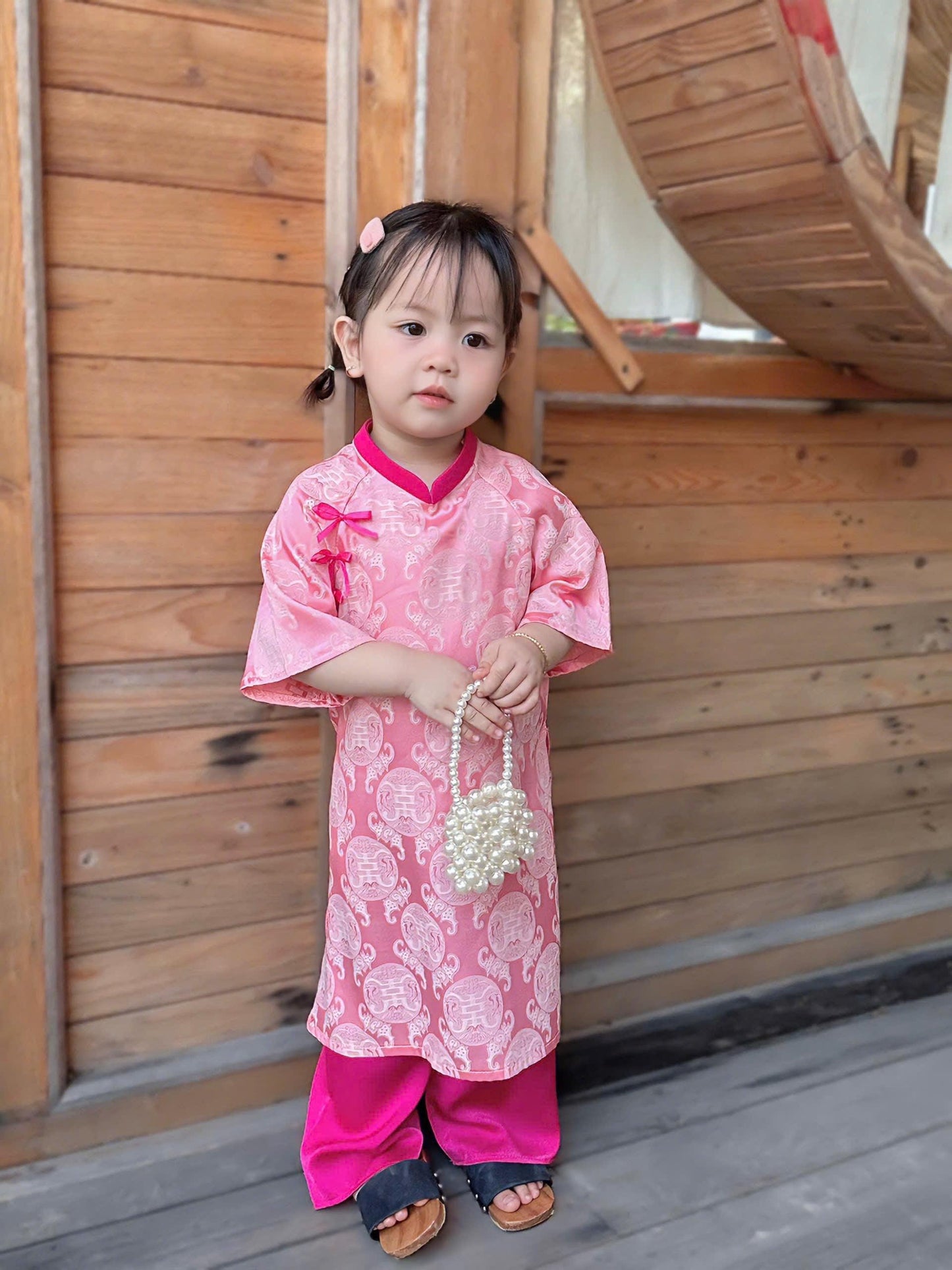 Ao dai and headband for baby, girl, infant, newborn, toddler - baby first ao dai