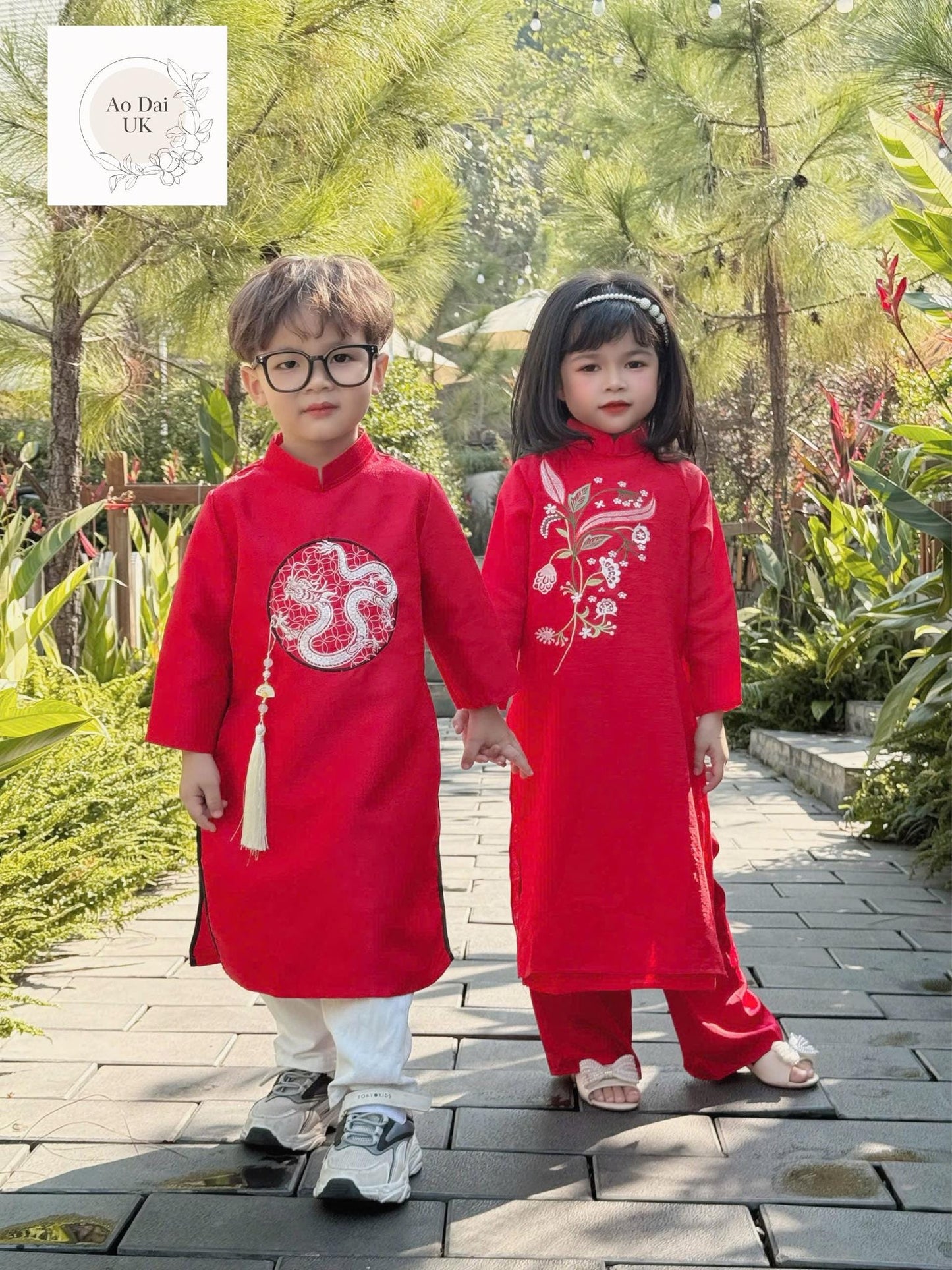 Dragon embroidered ao dai for boy, kid, teen- Vietnamese male ao dai only