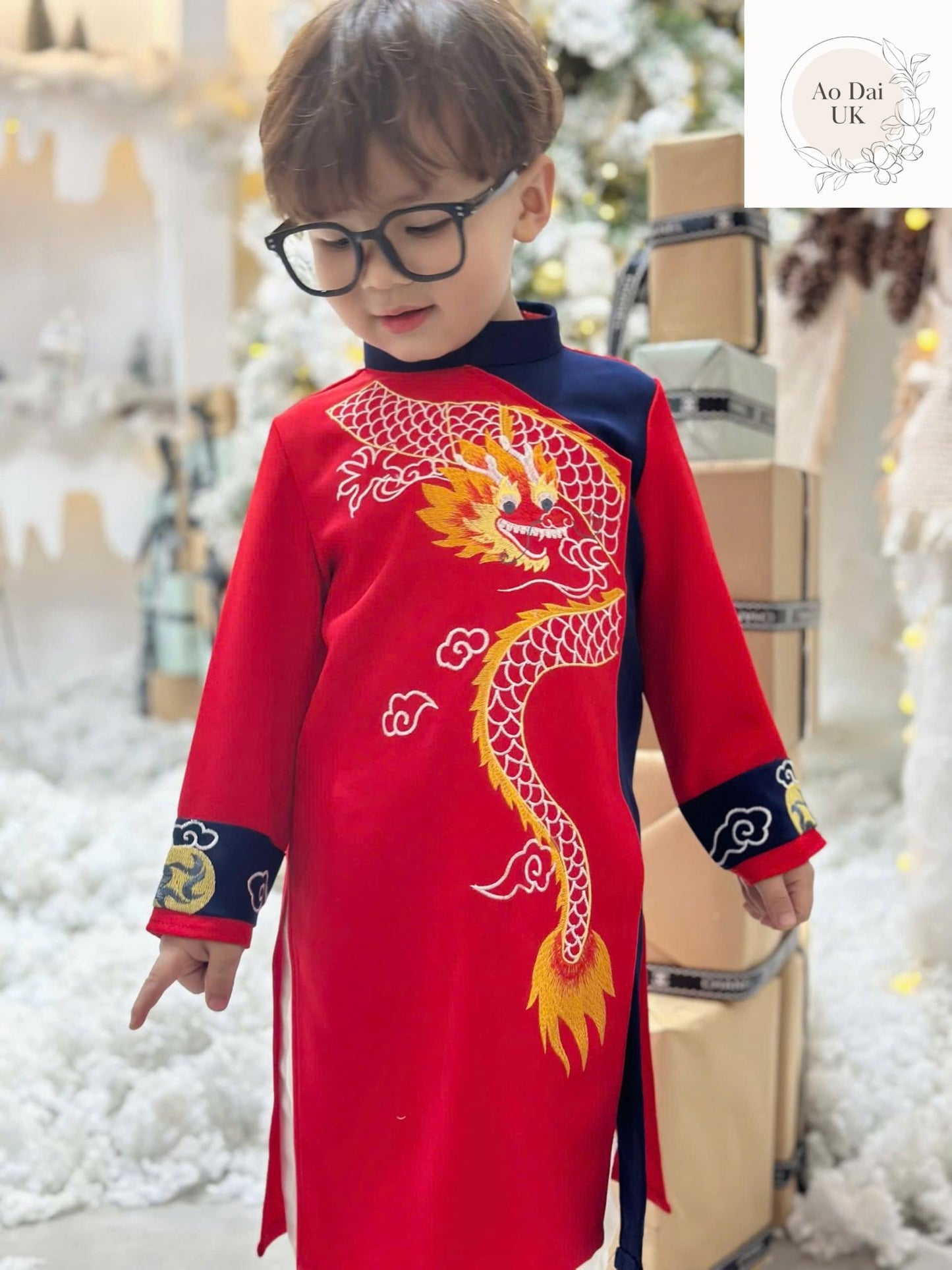 Embroidered Ao dai for boy, kid, teen- Vietnamese male ao dai only
