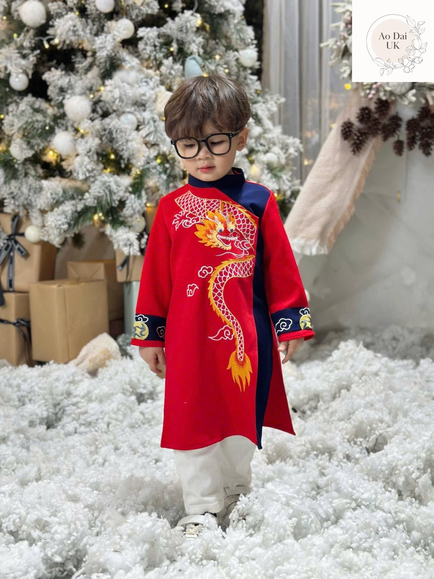 Embroidered Ao dai for boy, kid, teen- Vietnamese male ao dai only