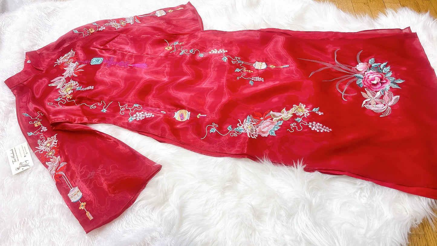 Women and kid organza ao dai- Ao dai big size, oversize