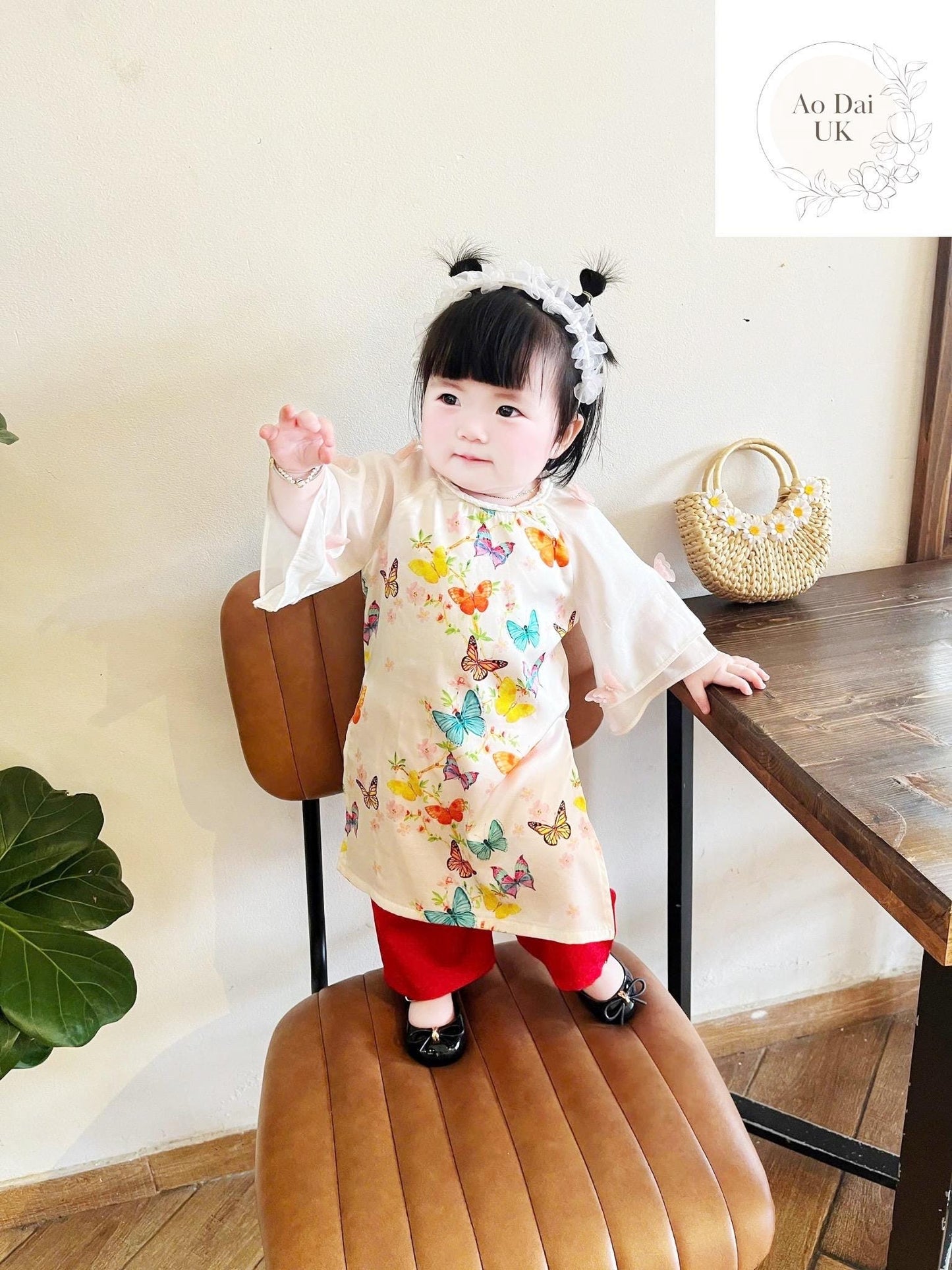 Ao dai and headband for Baby, girl, infant, newborn, toddler- baby first ao dai