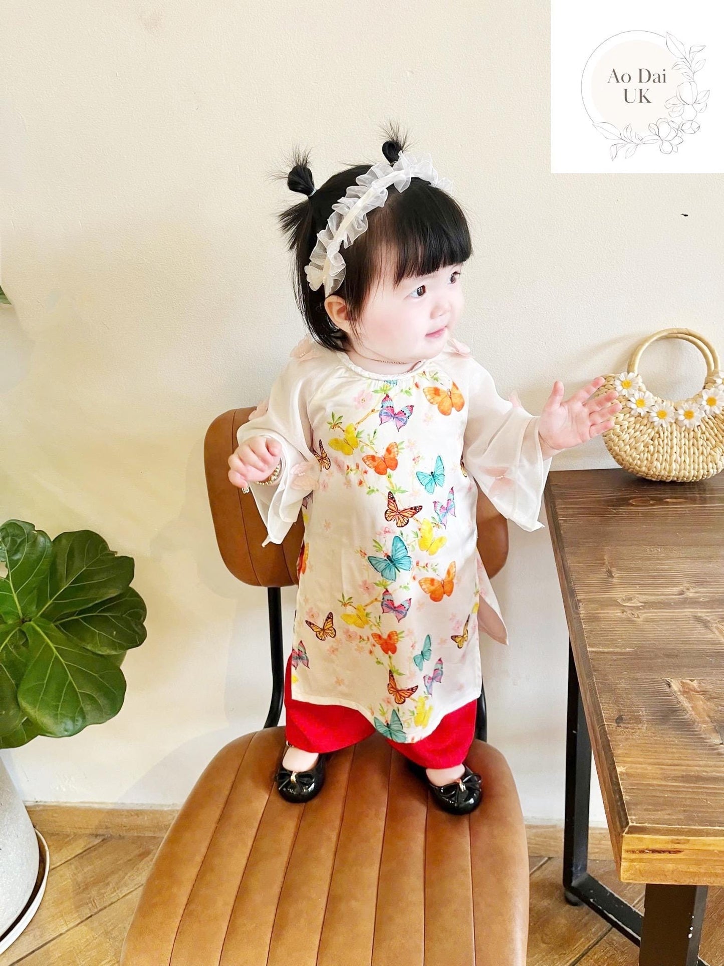 Ao dai and headband for Baby, girl, infant, newborn, toddler- baby first ao dai