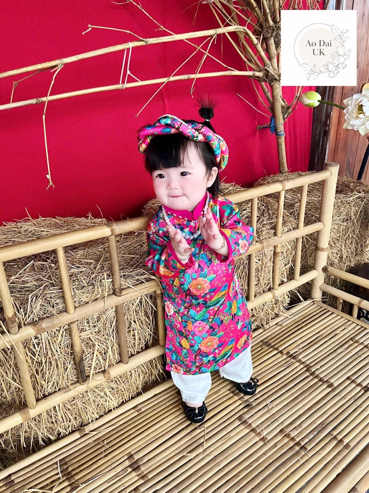 Pure silk baby, infant, newborn ao dai for girls- baby first ao dai