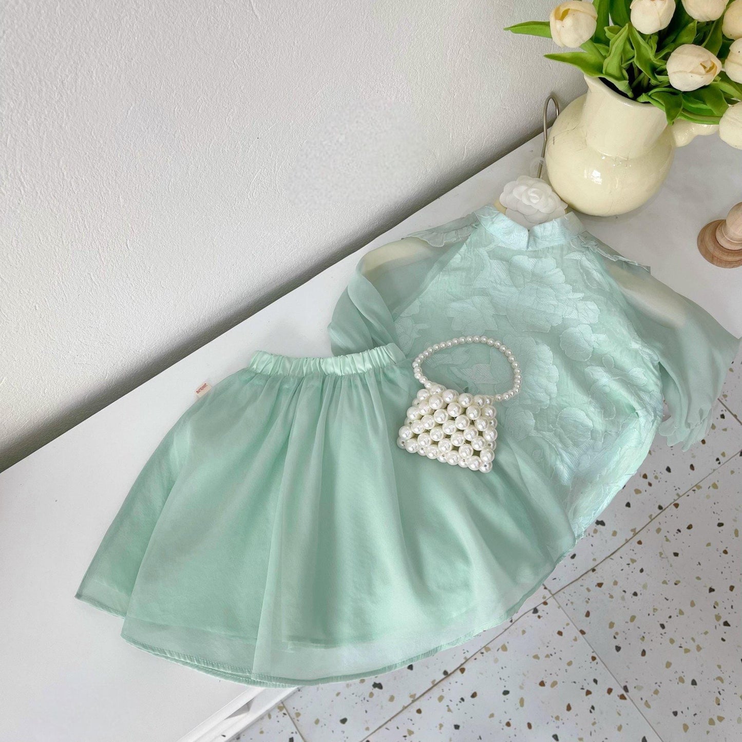 Baby, toddler, girl ao dai with skirt