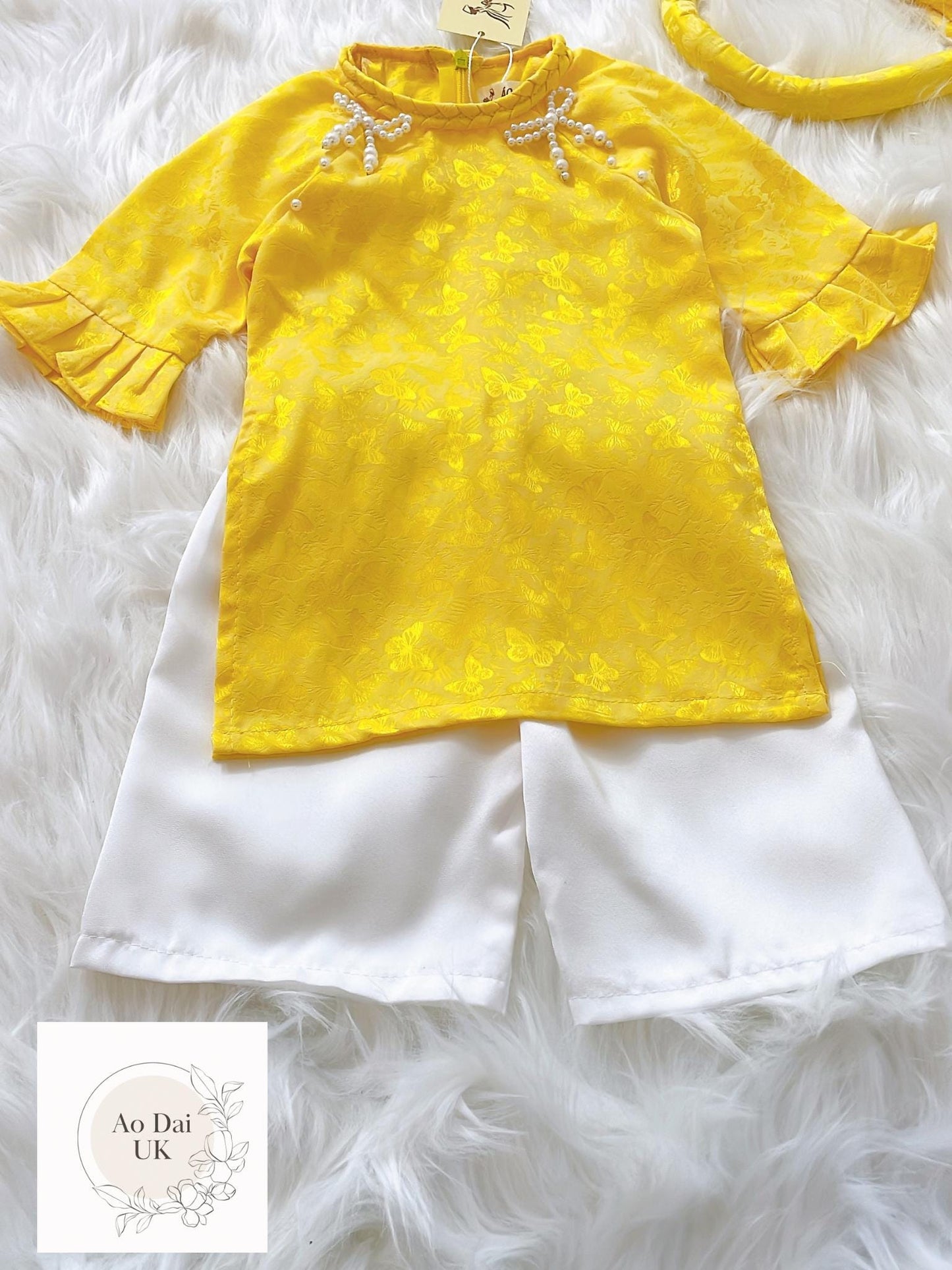 Jacquard silk baby, infant, newborn ao dai for girls- baby first ao dai