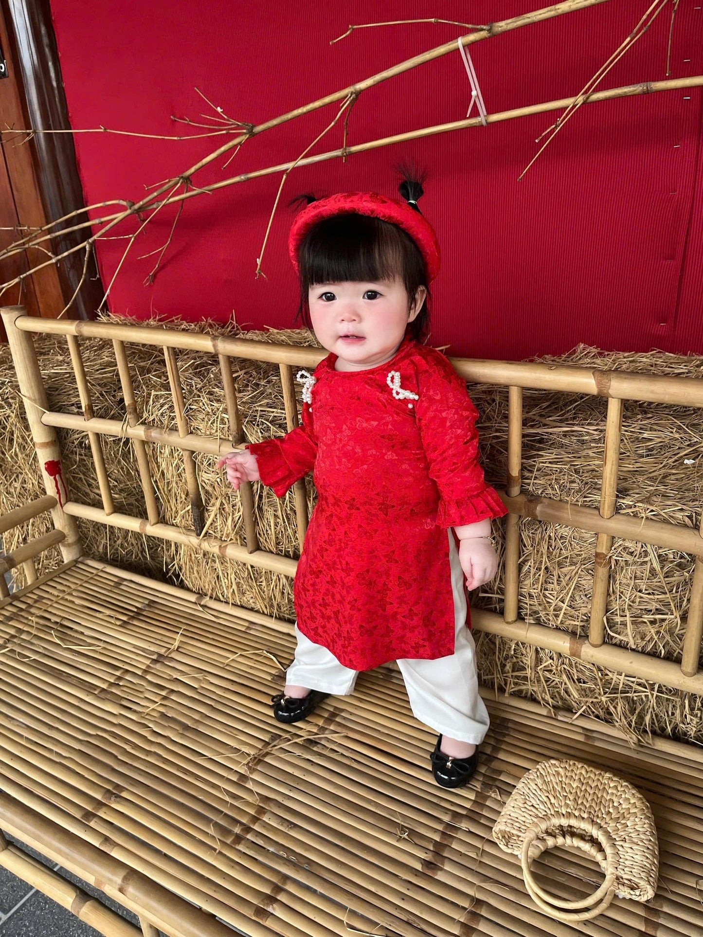 Pure silk baby, infant, newborn ao dai for girls- baby first ao dai