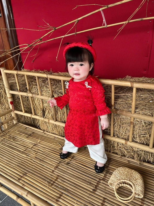 Pure silk baby, infant, newborn ao dai for girls- baby first ao dai