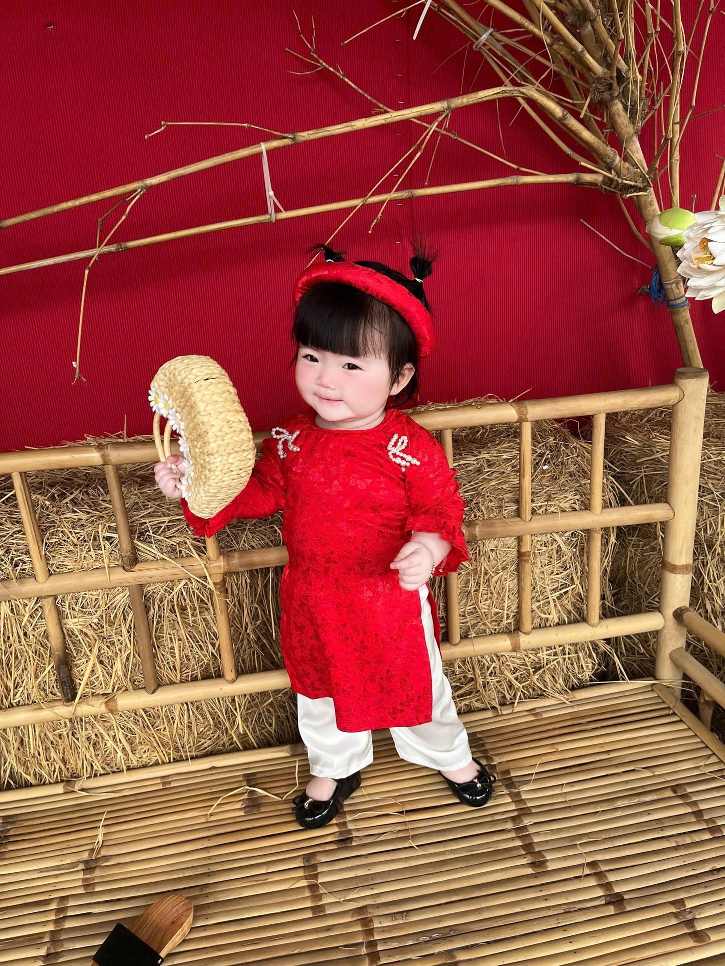 Pure silk baby, infant, newborn ao dai for girls- baby first ao dai