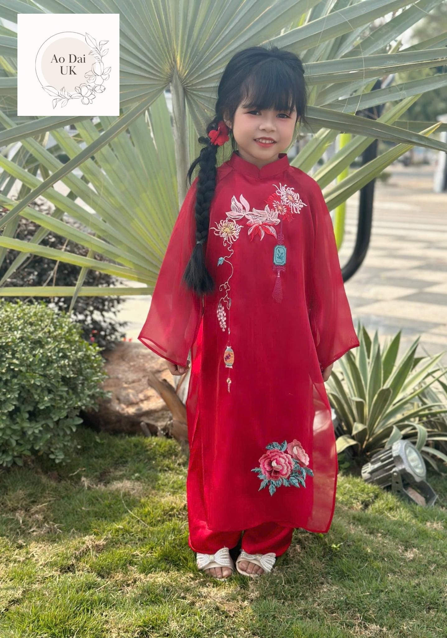 Women and kid organza ao dai- Ao dai big size, oversize