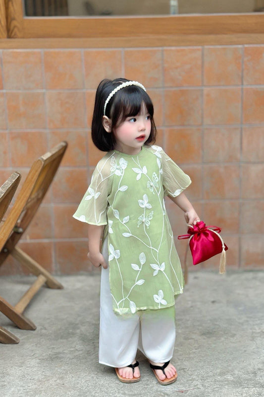 CLEARANCE 4-9Y Ao dai for girl kid - Ao dai cach tan