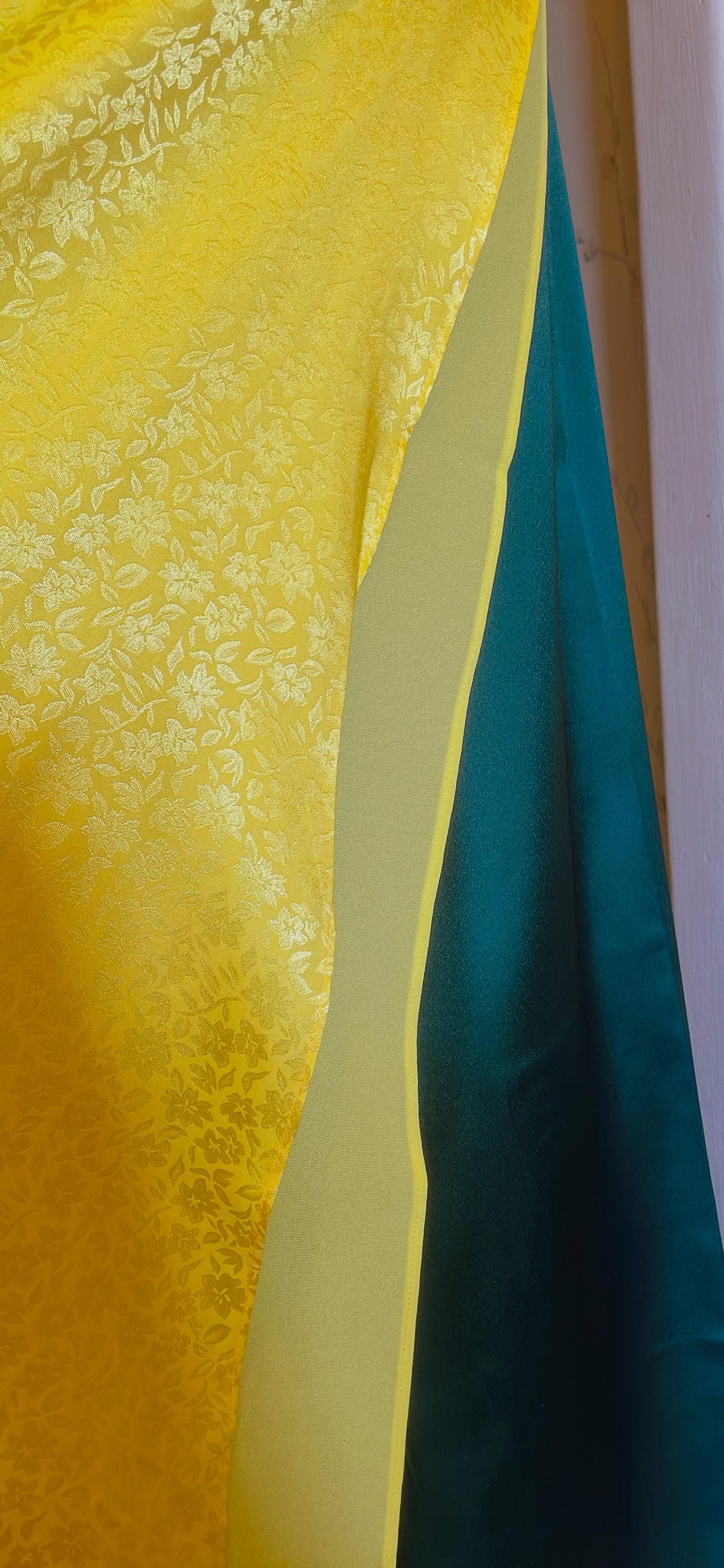 Luxury jacquard silk Ao dai - Ao dai truyen thong - Vietnamese traditional dress for women- Yellow