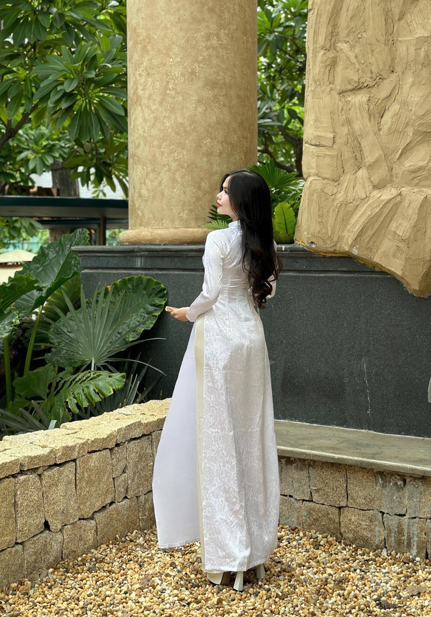Traditional white ao dai with pants