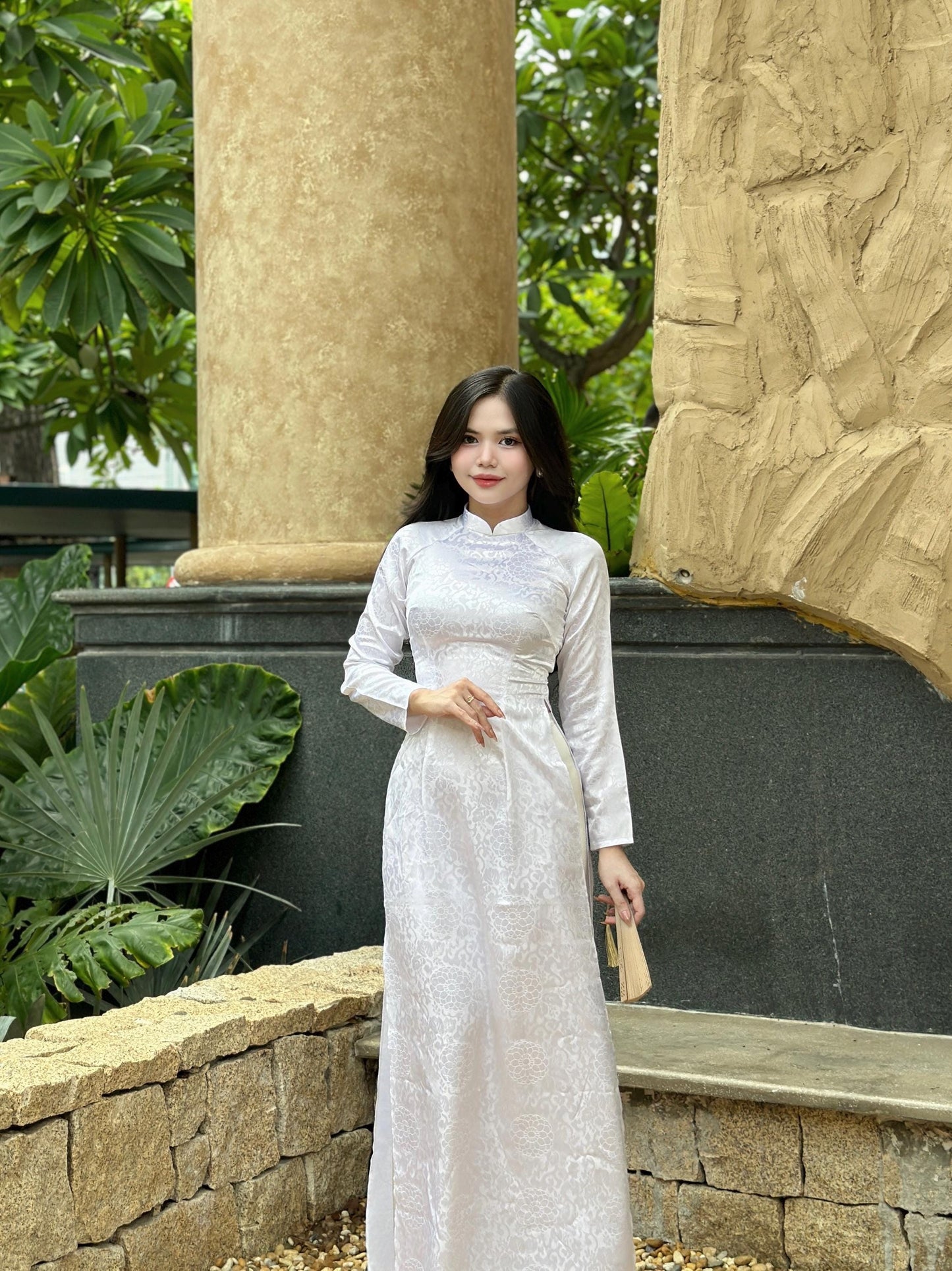 Traditional white ao dai with pants