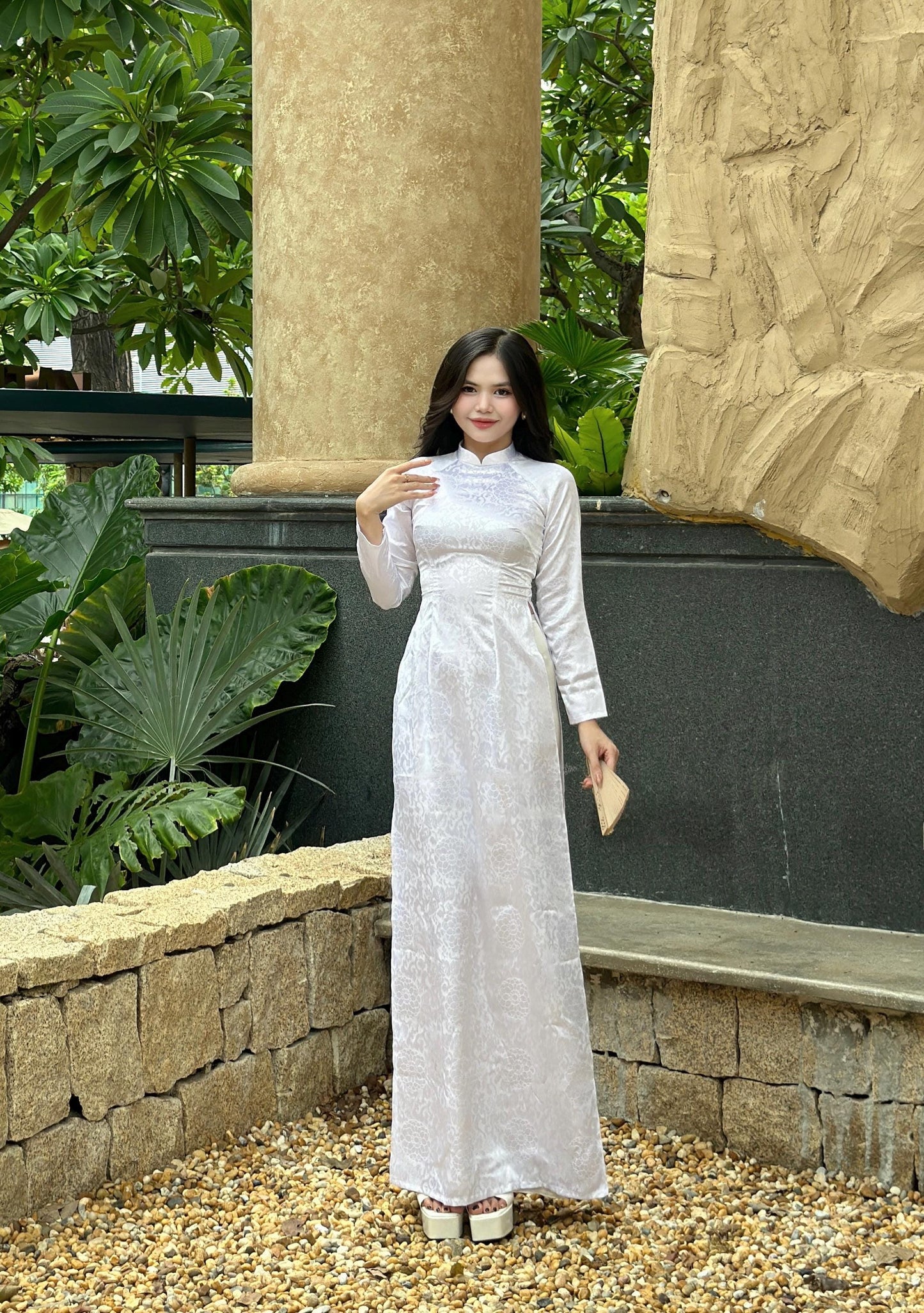 Traditional white ao dai with pants