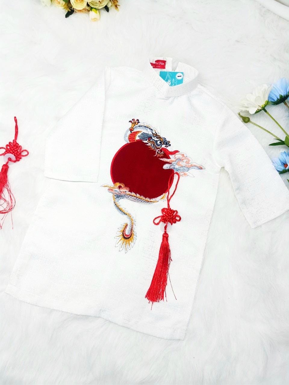 CLEARANCE- Aodai for boys size 1-10T - White