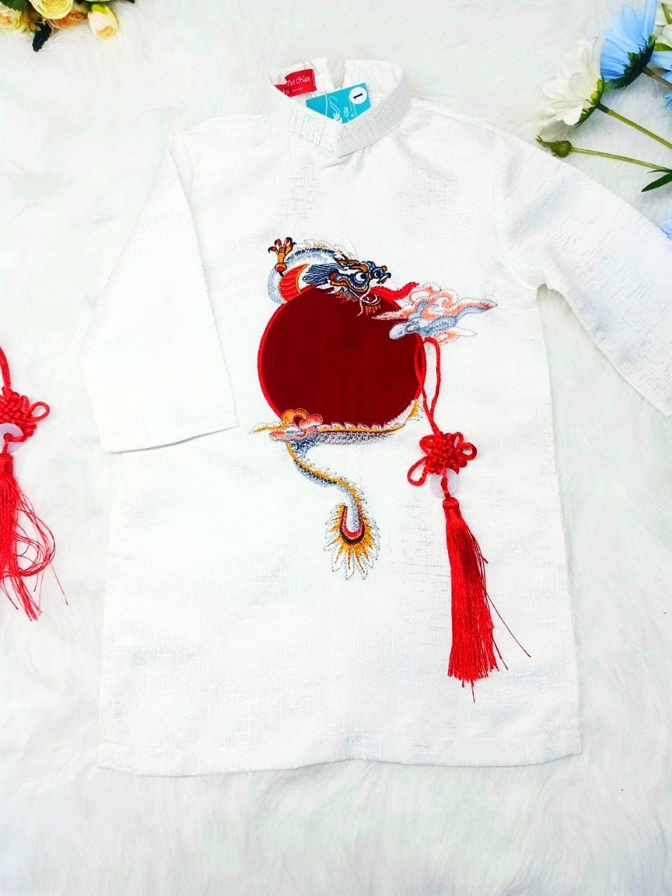 CLEARANCE- Aodai for boys size 1-10T - White