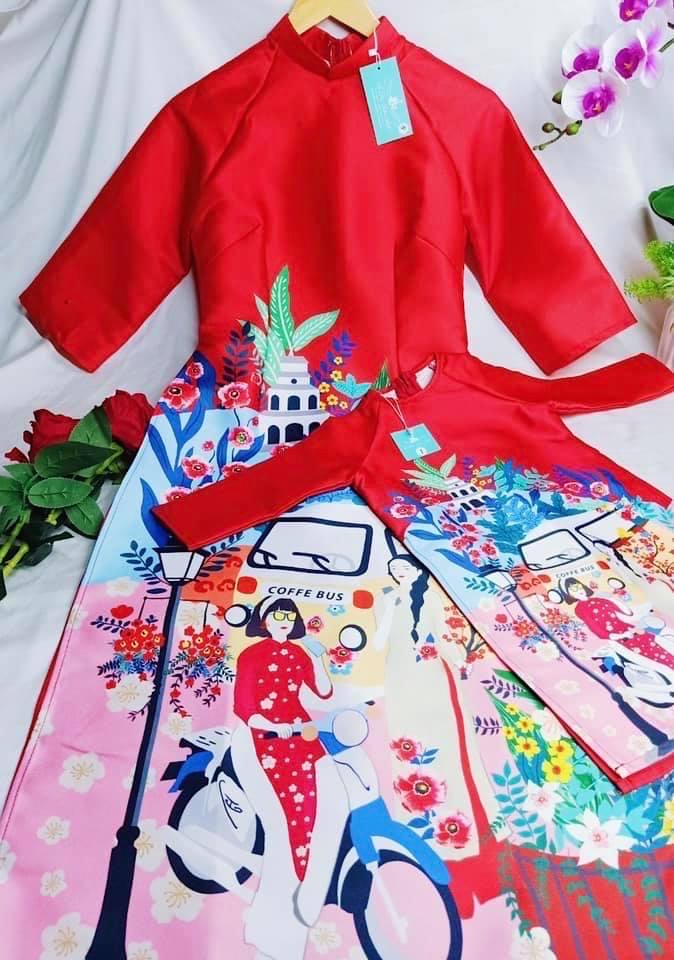 CLEARANCE- Women and kid matching áo dài