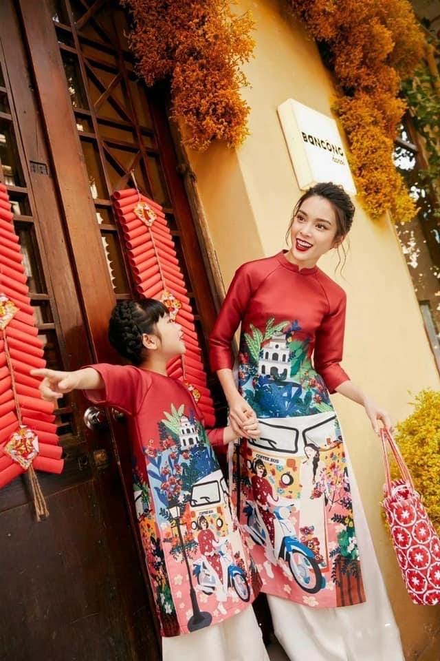 CLEARANCE- Women and kid matching áo dài