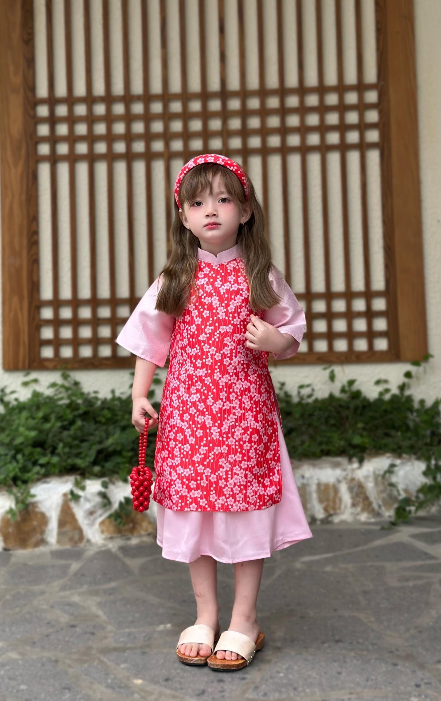 Ao dai and headband for girls- Ao dai cach tan