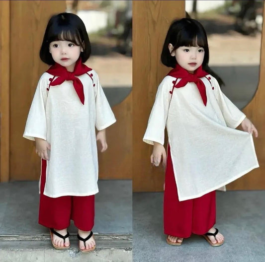 CLEARANCE 5-10Y Ao dai and scarf