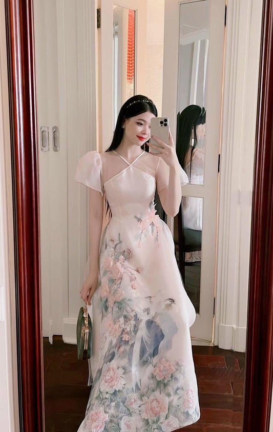 CLEARANCE Women Ao Dai size S-  floral embroidery dress for women