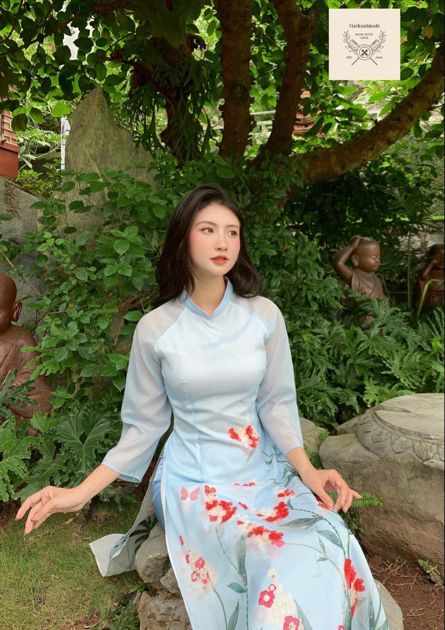 CLEARANCE Women Ao Dai- floral embroidery dress for women