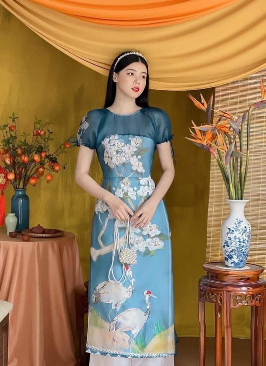 CLEARANCE Women Ao Dai- floral embroidery dress for women