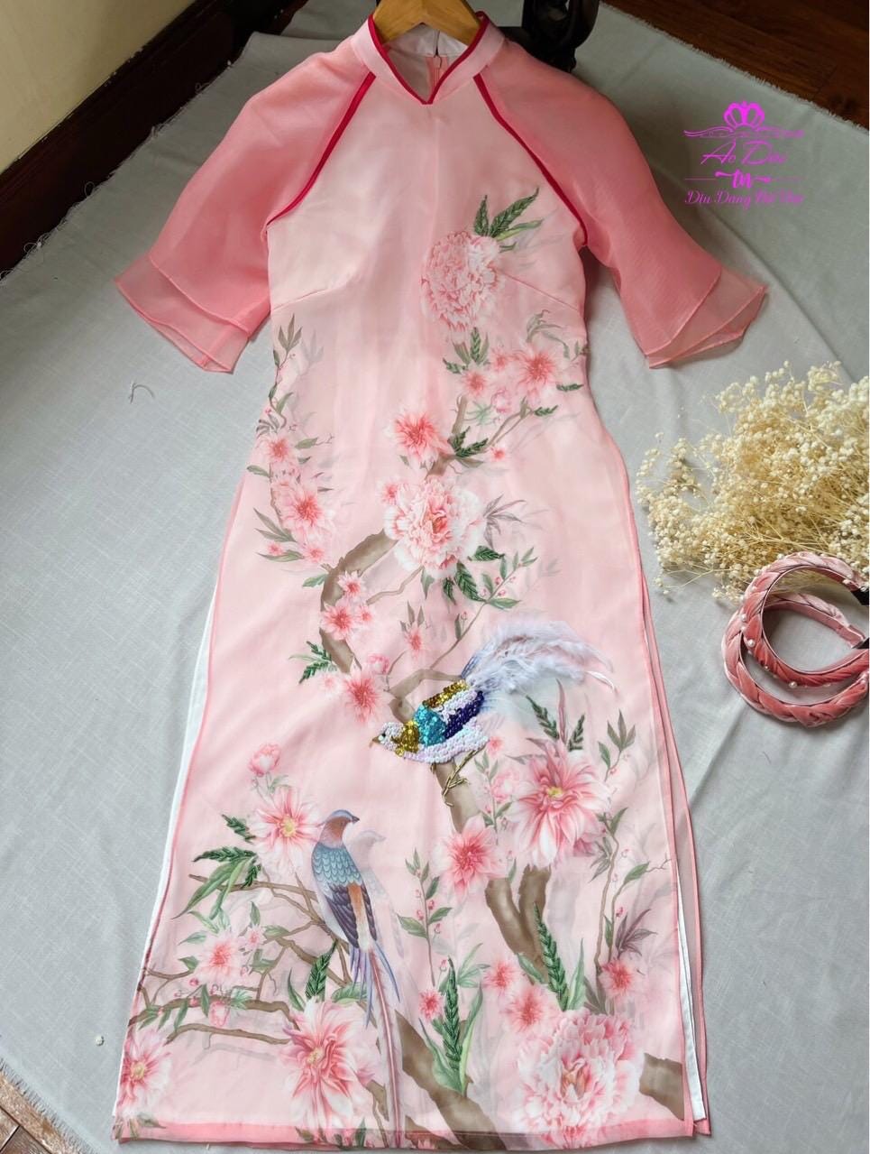 CLEARANCE Women Ao Dai- size M, XL floral embellished dress for women