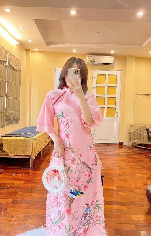 CLEARANCE Women Ao Dai- size M, XL floral embellished dress for women