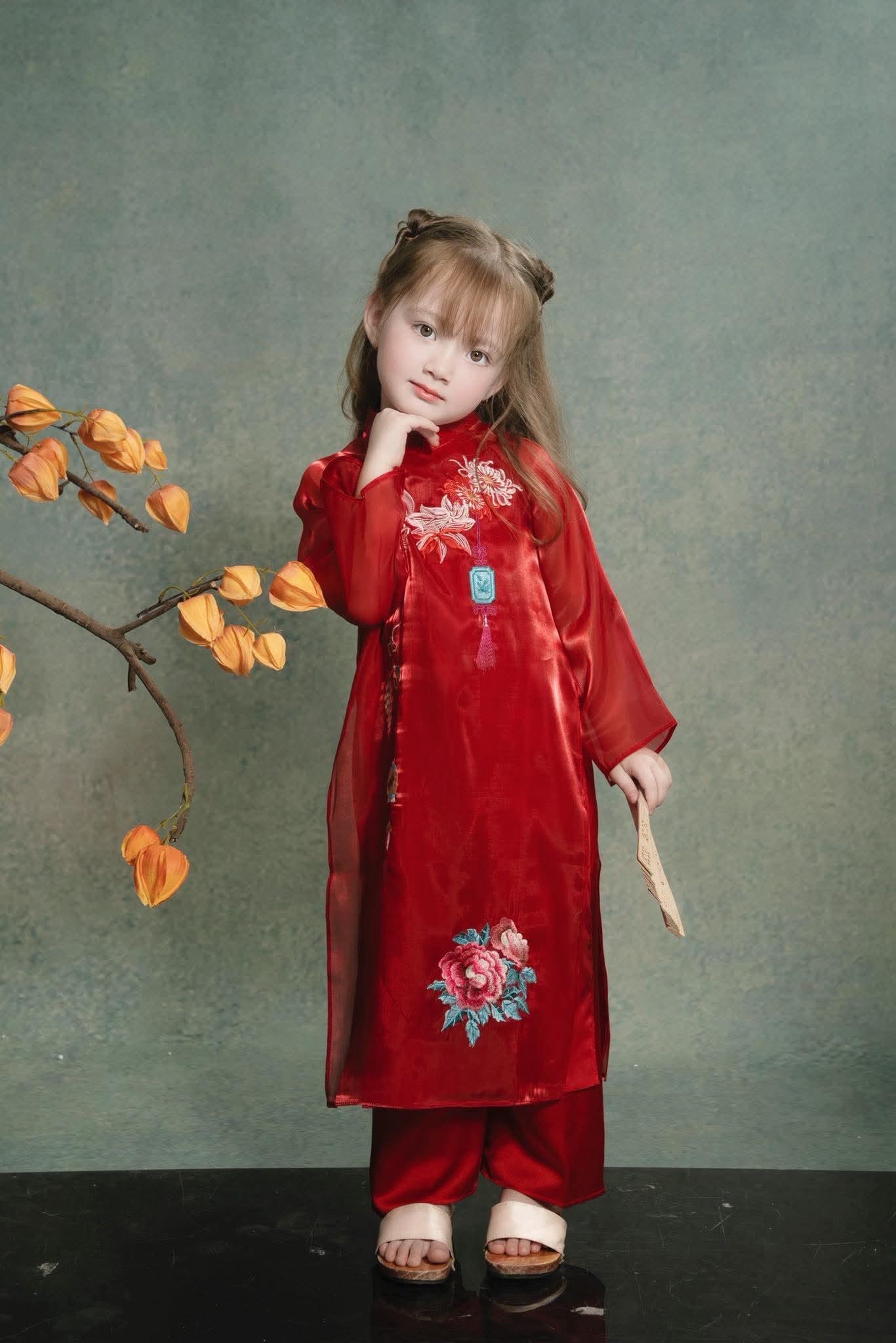 Women and kid organza ao dai- Ao dai big size, oversize