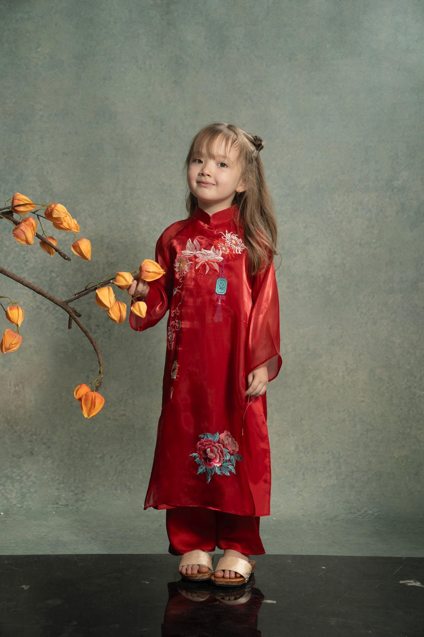 Women and kid organza ao dai- Ao dai big size, oversize