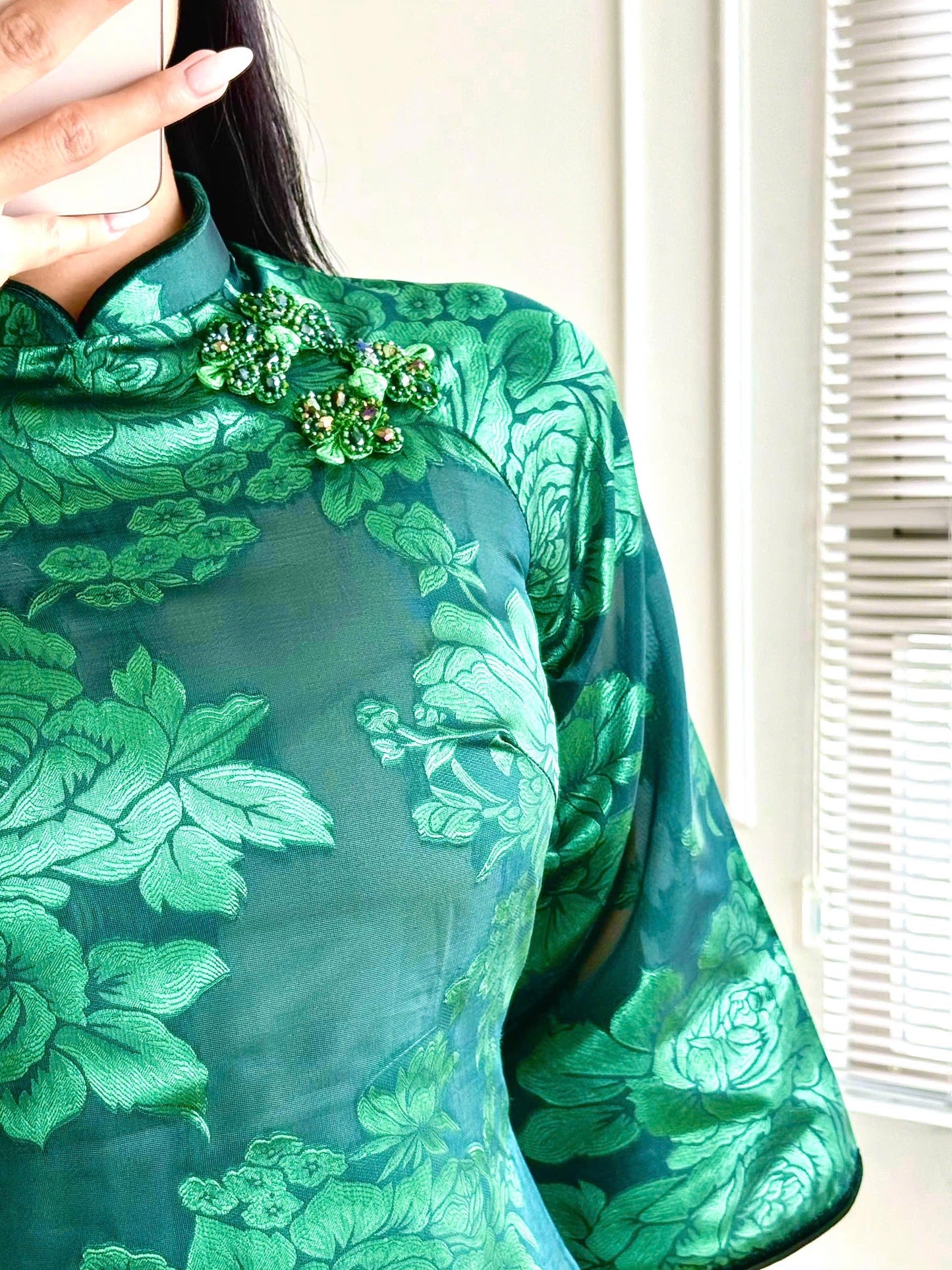 Ao dai big size XL- 6XL - Floral organza ao dai for women, female