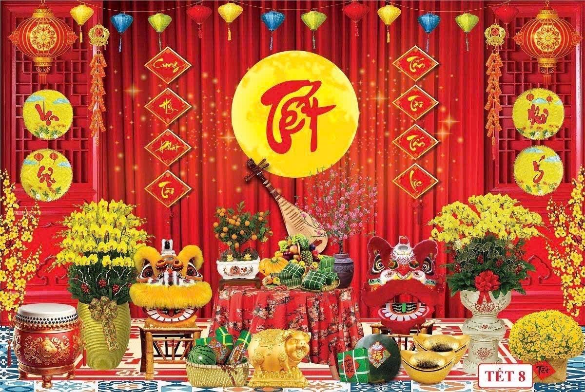 Tet, Lunar New Year backdrop 1.6x2m (63.0 × 78.7 inches)