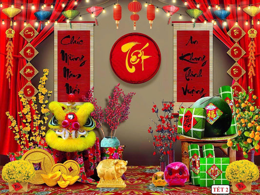Tet, Lunar New Year backdrop 1.6x2m (63.0 × 78.7 inches)