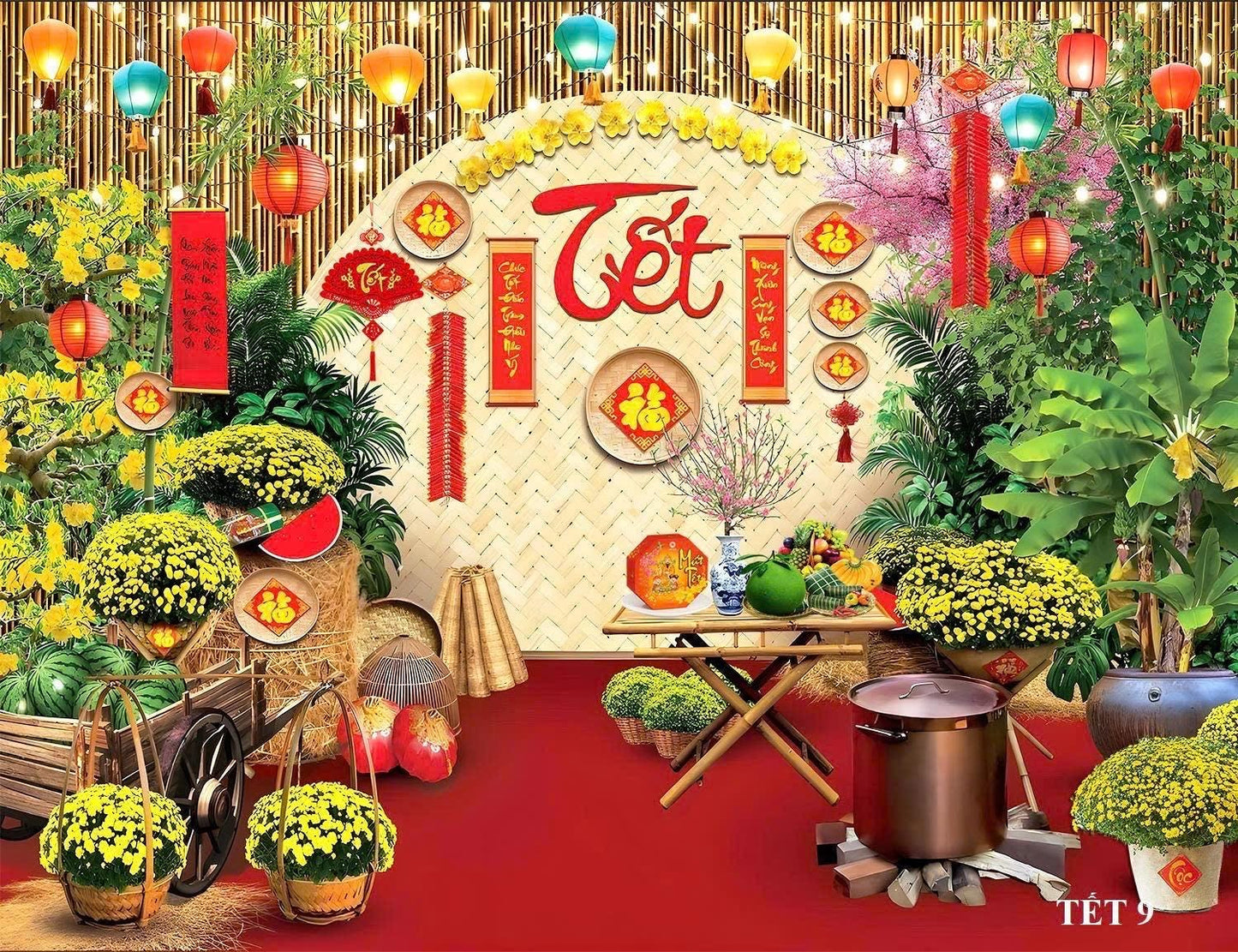 Tet, Lunar New Year backdrop 1.6x2m (63.0 × 78.7 inches)