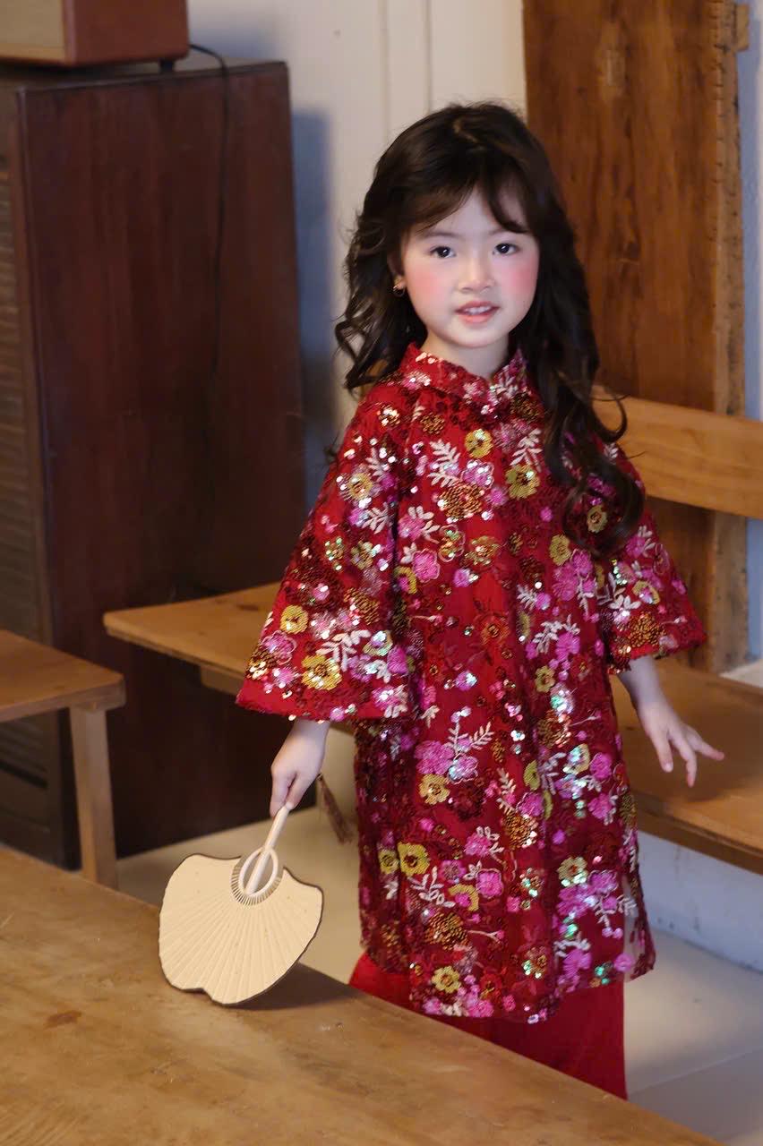 Pre-order sequin ao dai for girls 1-10Y
