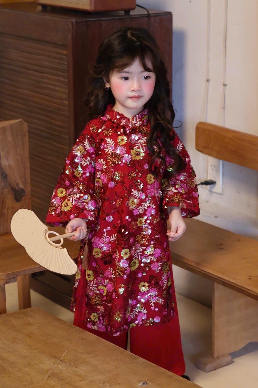 Pre-order sequin ao dai for girls 1-10Y