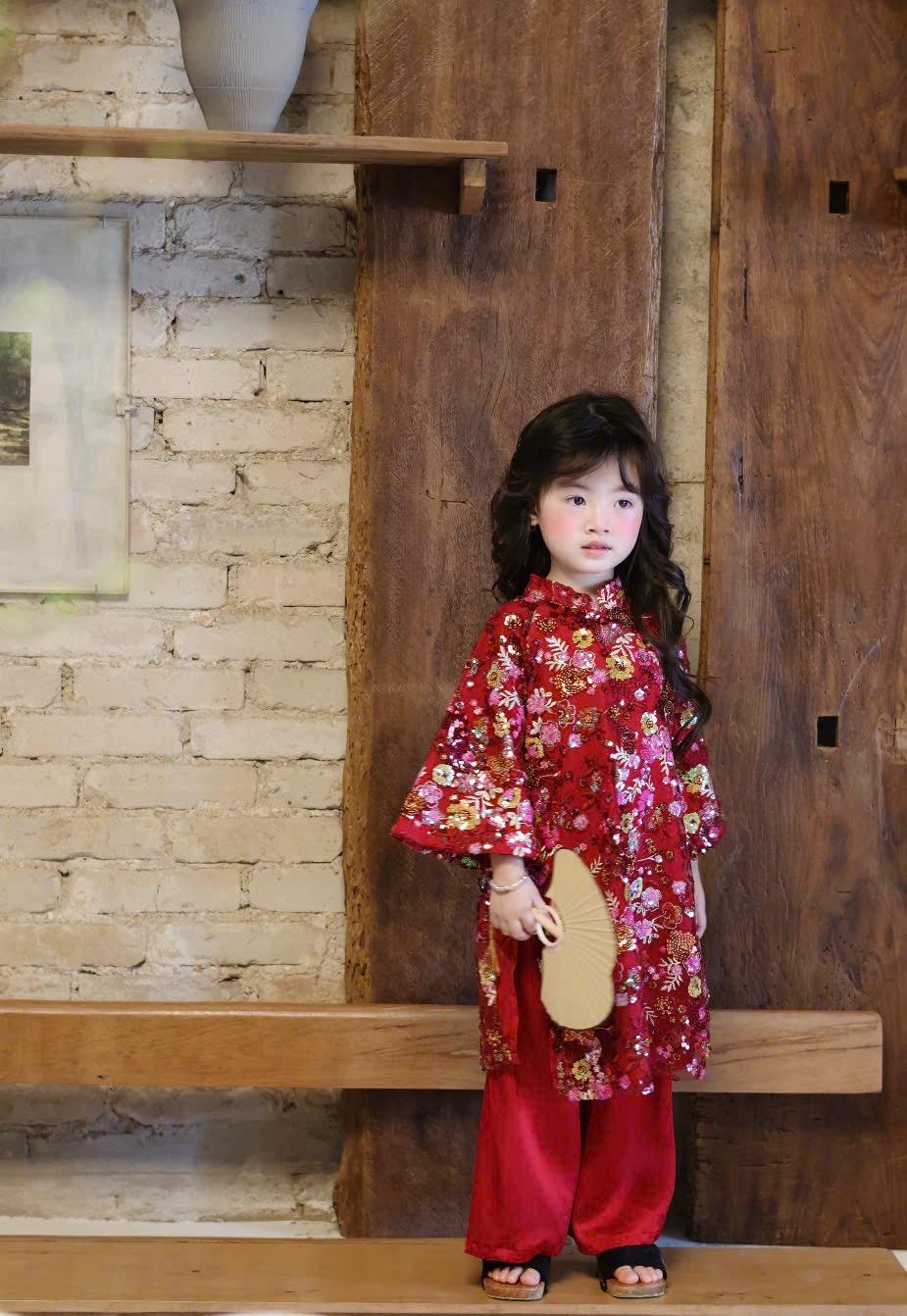 Pre-order sequin ao dai for girls 1-10Y