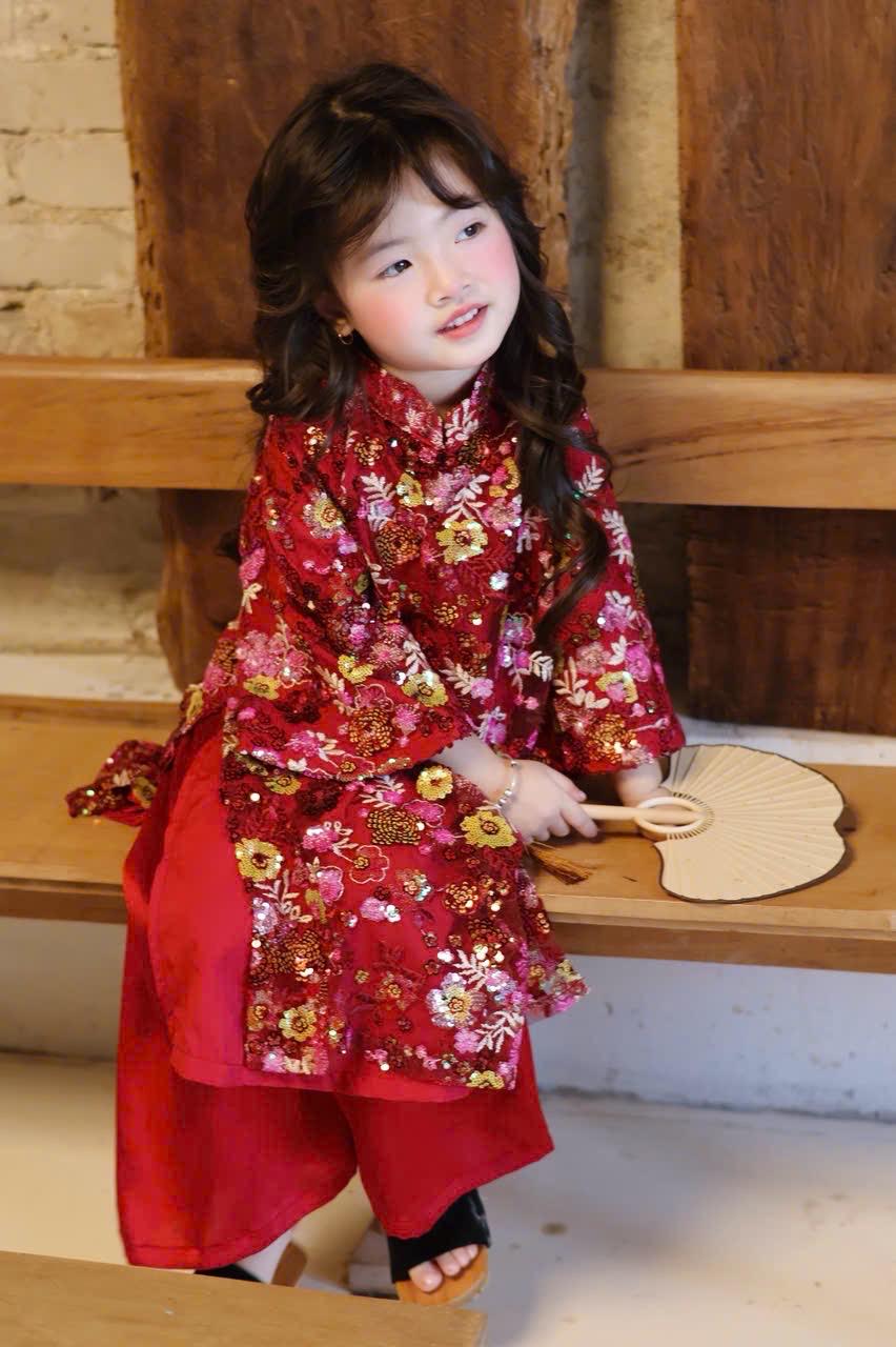 Pre-order sequin ao dai for girls 1-10Y