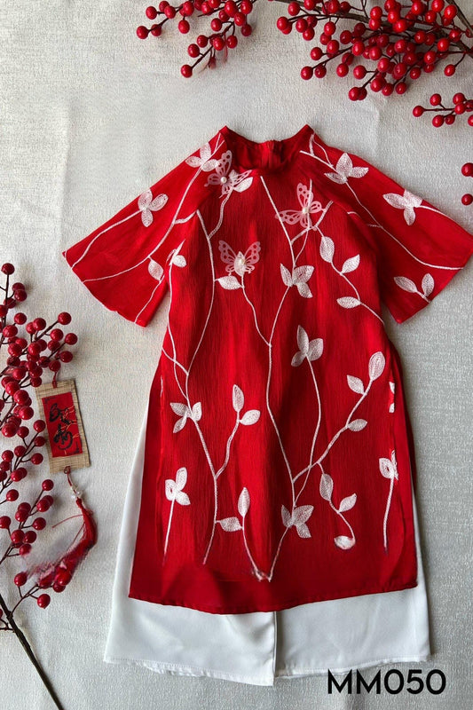 CLEARANCE- Aodai for girls size 1,5,8,9,10- RED/PINK