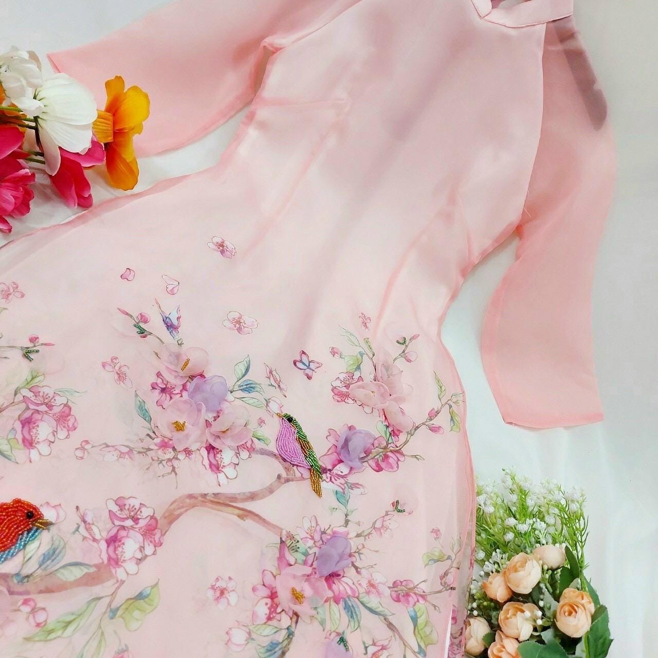 CLEARANCE Women Ao Dai- Size M, L floral embroidery dress for women