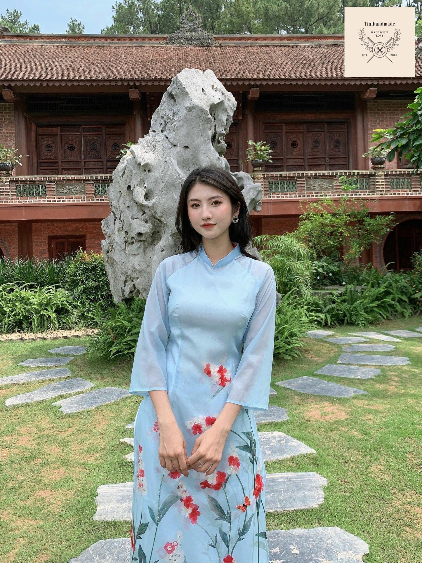CLEARANCE Women Ao Dai- floral embroidery dress for women