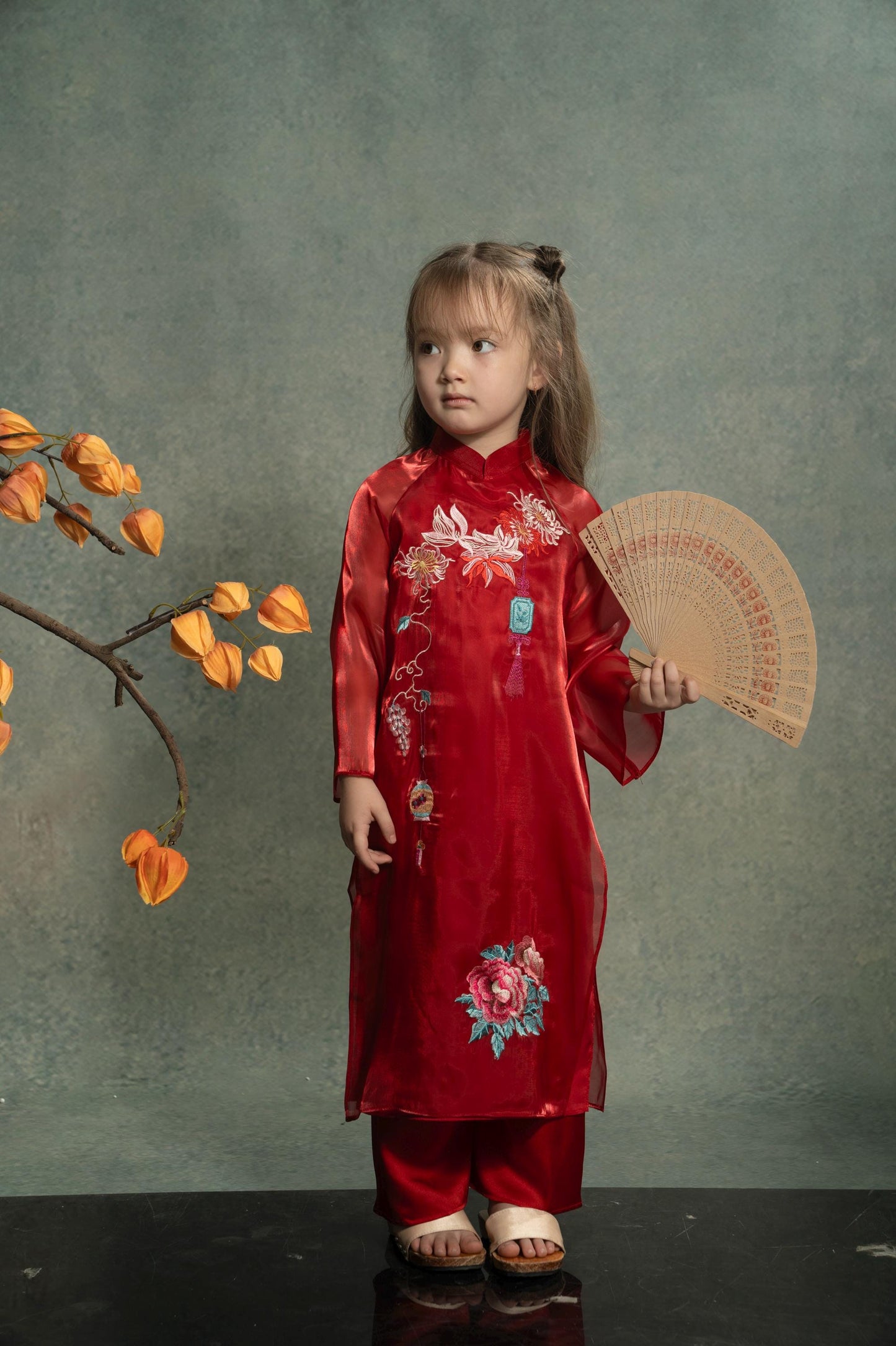 Women and kid organza ao dai- Ao dai big size, oversize