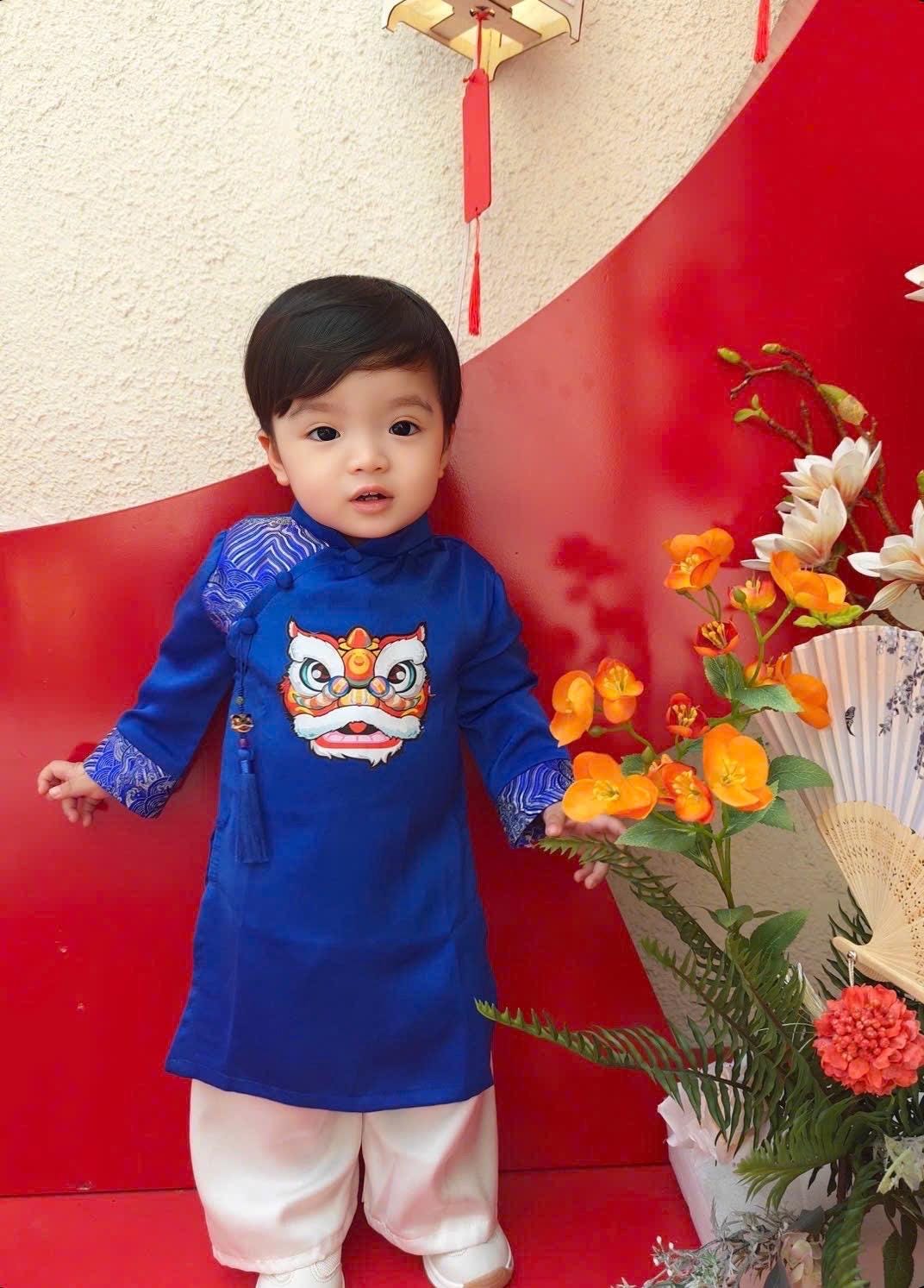 Silk ao dai and headband- Baby, toddler, boys newborn ao dai 0- 8Y - baby first ao dai